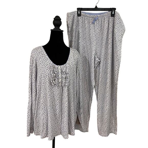 CHAPS Size 2X Cottagecore Floral Pajama Set Romantic Lounge Pants with Pockets - Picture 2 of 14